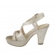 Sandalo da donna con plateau in camoscio beige stampato platino tacco 10 - Misure disponibili: 33, 34, 42, 43, 44