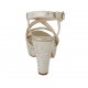 Sandalo da donna con plateau in camoscio beige stampato platino tacco 10 - Misure disponibili: 33, 34, 42, 43, 44