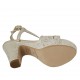 Woman's platform sandal in platinum printed beige suede heel 10 - Available sizes:  33, 34, 42, 43, 44