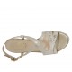 Sandalo da donna con plateau in camoscio beige stampato platino tacco 10 - Misure disponibili: 33, 34, 42, 43, 44