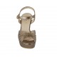Sandalia para mujer con cinturon y plataforma en piel laminada bronce tacon 10 - Tallas disponibles:  32, 33, 34, 42, 43