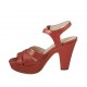 Sandale pour femmes avec courroie et plateforme en cuir lamé rouge talon 10 - Pointures disponibles:  32, 33, 34, 43