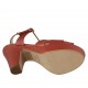Sandalo con cinturino da donna con plateau in pelle laminata rossa tacco 10 - Misure disponibili: 32, 33, 34, 42, 43, 44, 45
