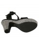 Sandalo con cinturino e plateau in camoscio laminato stampato nero e tessuto grigio tacco 10 - Misure disponibili: 32, 33, 34, 42, 43, 44