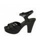 Sandalo con cinturino da donna con plateau in pelle laminata nera tacco 10 - Misure disponibili: 32, 33, 34, 42, 43, 44, 45