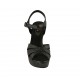 Sandalo con cinturino da donna con plateau in pelle laminata nera tacco 10 - Misure disponibili: 32, 33, 34, 42, 43, 44, 45