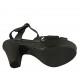 Sandalo con cinturino da donna con plateau in pelle laminata nera tacco 10 - Misure disponibili: 32, 33, 34, 42, 43, 44, 45