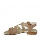 Sandalo da donna in pelle cuoio e metallizzata platino tacco 2 - Misure disponibili: 32, 33, 34, 43, 44