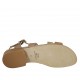 Sandalo da donna in pelle cuoio e metallizzata platino tacco 2 - Misure disponibili: 32, 33, 34, 42, 43, 44, 45, 46