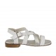Woman's sandal in white and metallic silver leather heel 2 - Available sizes:  32, 33, 42, 43, 44, 46