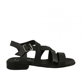 Sandalo da donna in pelle e vernice nera tacco 2 - Misure disponibili: 32, 33, 34, 43, 44