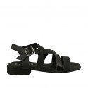 Sandalia para mujer en piel y charol negro tacon 2