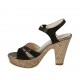 Sandalia para mujer con cinturon y plataforma en gamuza laminada imprimida negra y gris tacon 10 - Tallas disponibles:  32, 34, 42, 43, 44