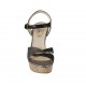 Woman's strap sandal with platform in black and grey laminated printed suede heel 10 - Available sizes:  32, 34, 42, 43, 44