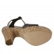 Woman's strap sandal with platform in black and grey laminated printed suede heel 10 - Available sizes:  32, 34, 42, 43, 44