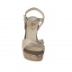 Woman's strap sandal with platform in taupe and platinum laminated printed suede heel 10 - Available sizes:  32, 34, 42, 43