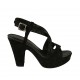 Sandalo da donna con plateau in camoscio nero stampato platino tacco 10 - Misure disponibili: 32, 33, 34, 42, 43, 44, 45