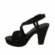 Sandalo da donna con plateau in camoscio nero stampato platino tacco 10 - Misure disponibili: 32, 33, 34, 42, 43, 44, 45