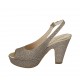 Sandalia trenzada laminada gris pardo para mujer con plataforma y tacón 10 - Tallas disponibles:  31, 32, 33, 34, 43, 45