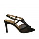 Sandale pour femmes en daim et tissu lamé transparent noir talon 7 - Pointures disponibles:  32, 33, 34, 42, 43, 46