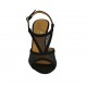 Sandalia para mujer en gamuza y tela laminada transparente negra tacon 7 - Tallas disponibles:  32, 33, 34, 42, 43, 46