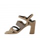 Sandalo da donna con cinturino e fibbia glitterata multicolore in camoscio taupe tacco 8 - Misure disponibili: 32, 33, 34, 42, 43, 44, 45, 46
