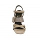 Sandalo da donna con cinturino e fibbia glitterata multicolore in camoscio taupe tacco 8 - Misure disponibili: 32, 33, 43, 44, 46