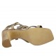 Sandalo da donna con cinturino e fibbia glitterata multicolore in camoscio taupe tacco 8 - Misure disponibili: 32, 33, 43, 44, 46