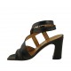 Sandalo da donna con cinturino alla caviglia in pelle nera tacco 8 - Misure disponibili: 33, 34, 42, 43, 44, 46