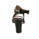 Sandalo da donna con cinturino alla caviglia in pelle nera tacco 8 - Misure disponibili: 33, 34, 42, 43, 44, 46