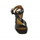 Sandale pour femmes avec courroie à la cheville en cuir noir talon 8 - Pointures disponibles:  34, 42, 46