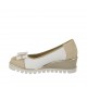 Decolté da donna con fiocco in pelle bianca e camoscio beige zeppa 5 - Misure disponibili: 32, 42, 43, 44, 45
