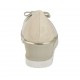 Woman's pump with bow in white leather and beige suede wedge heel 5 - Available sizes:  32, 42, 43, 44, 45