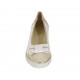 Woman's pump with bow in white leather and beige suede wedge heel 5 - Available sizes:  32, 42, 43, 44, 45