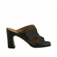 Woman's open mules with studs in black leather heel 8 - Available sizes:  32, 33, 42