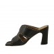 Mule ouvert pour femmes avec goujons en cuir noir talon 8 - Pointures disponibles:  32, 33, 42