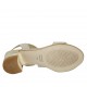 Woman's sandal with striped printed elastic band in beige and platinum printed suede heel 5 - Available sizes:  32, 33, 34, 42, 43, 44, 45
