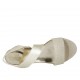 Woman's sandal with striped printed elastic band in beige and platinum printed suede heel 5 - Available sizes:  32, 33, 34, 42, 43, 44, 45