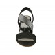 Sandalo da donna con elastico stampato a righe in camoscio stampato nero e argento tacco 5 - Misure disponibili: 32, 33, 34, 42, 43, 44, 45, 46