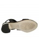 Sandalo da donna con elastico stampato a righe in camoscio stampato nero e argento tacco 5 - Misure disponibili: 32, 33, 34, 42, 43, 44, 45, 46