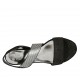 Woman's sandal with striped printed elastic band in black and silver printed suede heel 5 - Available sizes:  32, 33, 34, 42, 43, 44, 45, 46