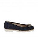 Escarpin pour femmes avec pierres en daim bleu talon 2