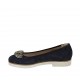 Woman's pump with rhinestones in blue suede heel 2 - Available sizes:  32, 33, 34, 42, 43