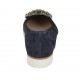 Woman's pump with rhinestones in blue suede heel 2 - Available sizes:  32, 33, 34, 42, 43