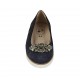 Woman's pump with rhinestones in blue suede heel 2 - Available sizes:  32, 33, 34, 42, 43