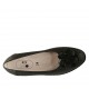 Woman's pump with bow in black leather and pierced leather wedge heel 3 - Available sizes:  32, 33, 34, 42, 43, 44, 45