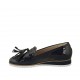 Woman's mocassin with tassels in blue patent leather wedge heel 2 - Available sizes:  33, 43