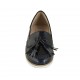 Woman's mocassin with tassels in blue patent leather wedge heel 2 - Available sizes:  33, 43