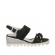 Sandalia para mujer con elastico y cadena en piel negra cuña 5 - Tallas disponibles:  32, 34, 42, 44, 45