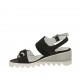 Sandale pour femmes avec elastique et chaîne en cuir noir talon compensé 5 - Pointures disponibles:  32, 34, 42, 44, 45